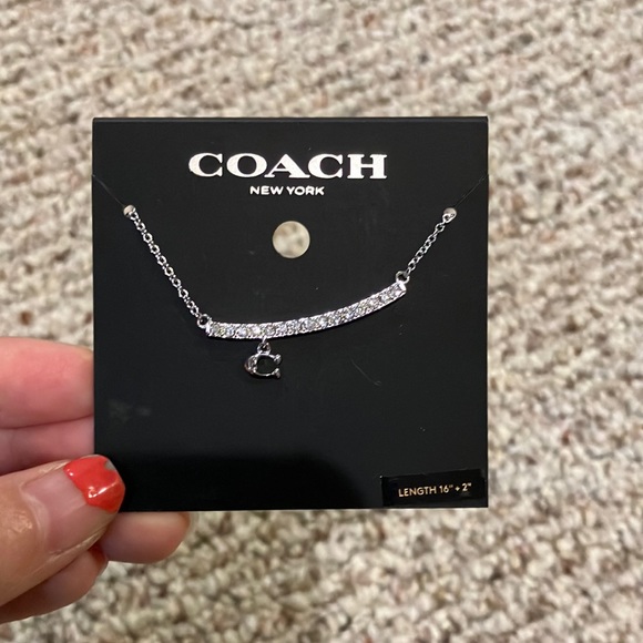 Coach Signature Pave Bar Necklace 91431 silver - Picture 3 of 6